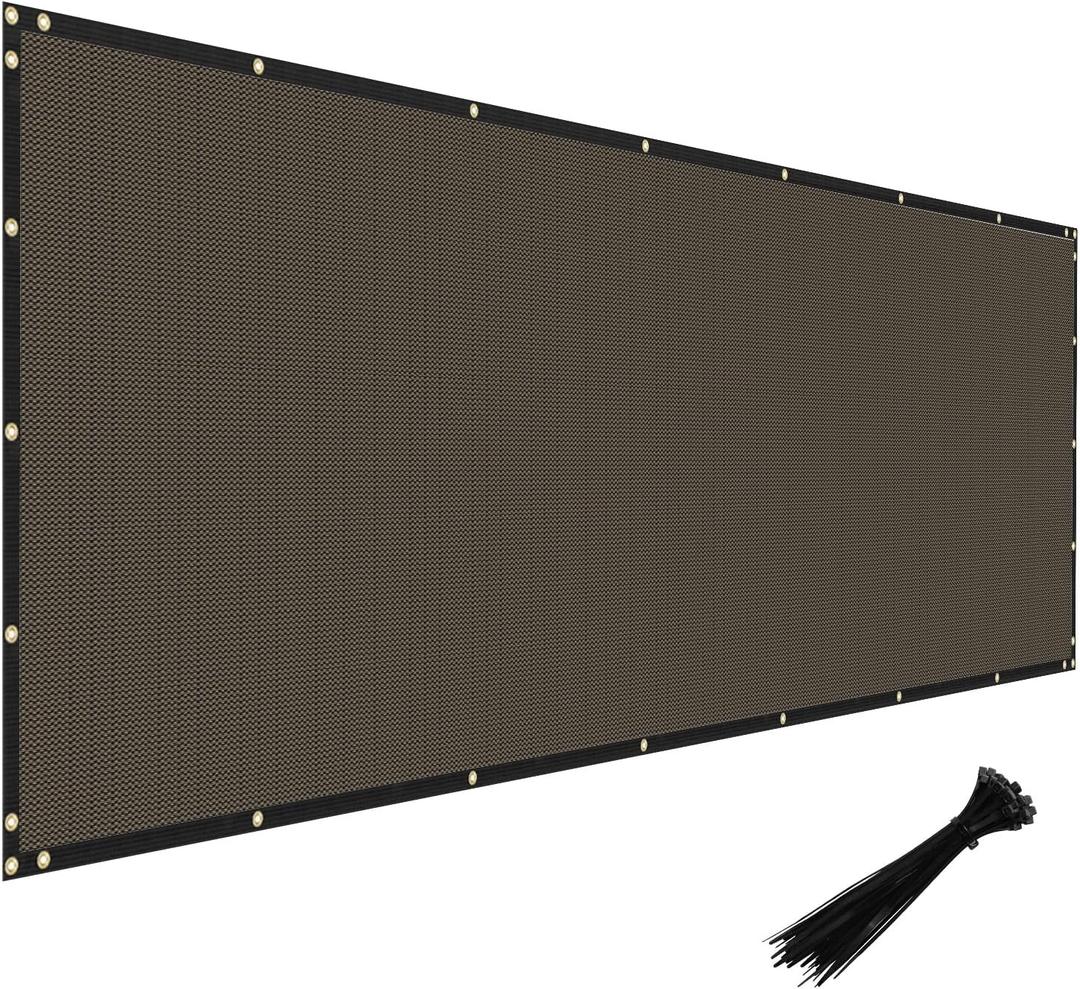 WINDSCREEN4LESS 6' x 20' Privacy Fence Screen in Brown W/ Brass Grommet 85% Blockage Windscreen Outdoor Mesh Fencing Cover Netting 150GSM Fabric - Custom Size