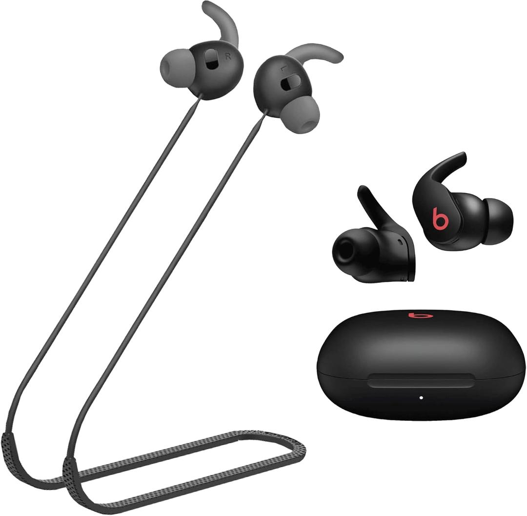 Compatible with Beats Fit Pro Strap, Sports Silicone Earbuds Lanyard, Anti Lost Fit Pro Straps Accessories, Anti-Lost Neck Rope Cord Soft, Running Holder Connector, (Black)