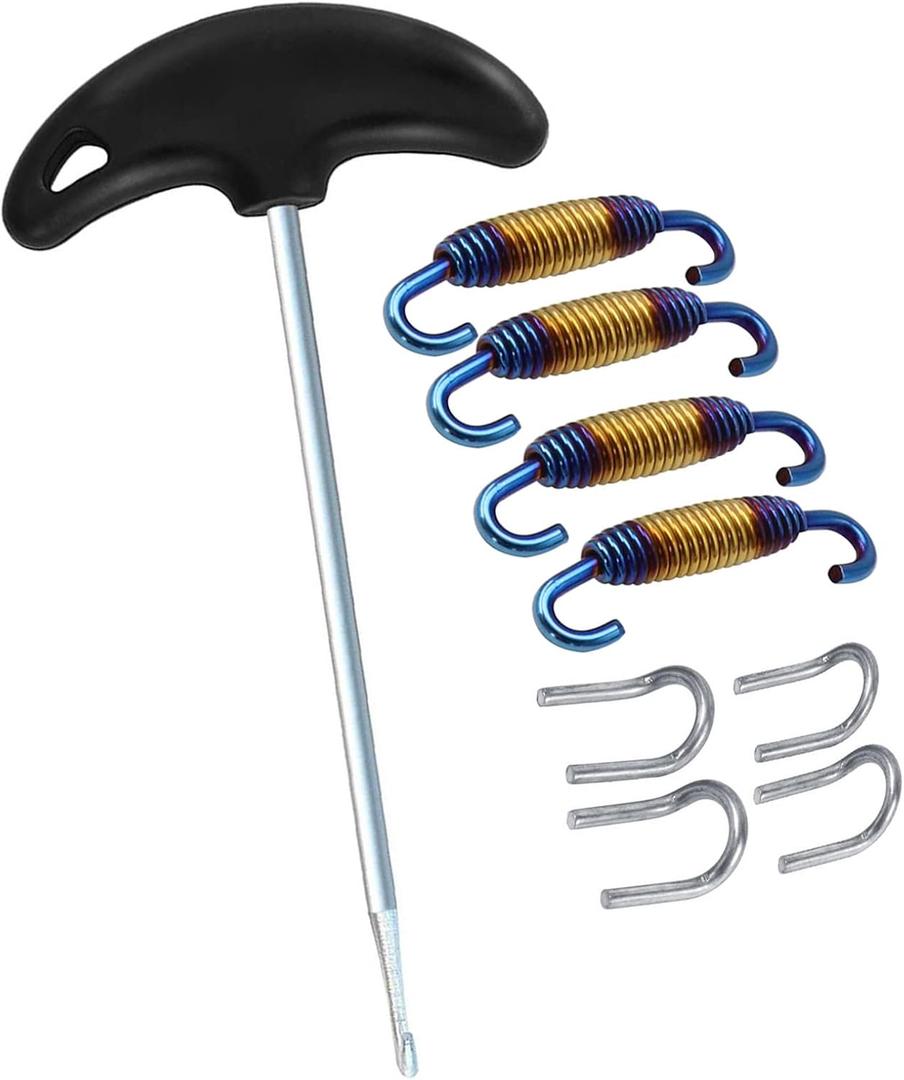 Motorcycle Exhaust Spring Puller Tool, Exhaust Pipe Muffler Swivel Springs 58 mm/ 2.28", Stainless Steel Exhaust Spring Hook Tool with Welding Fasteners Set of 9 (Colorful)