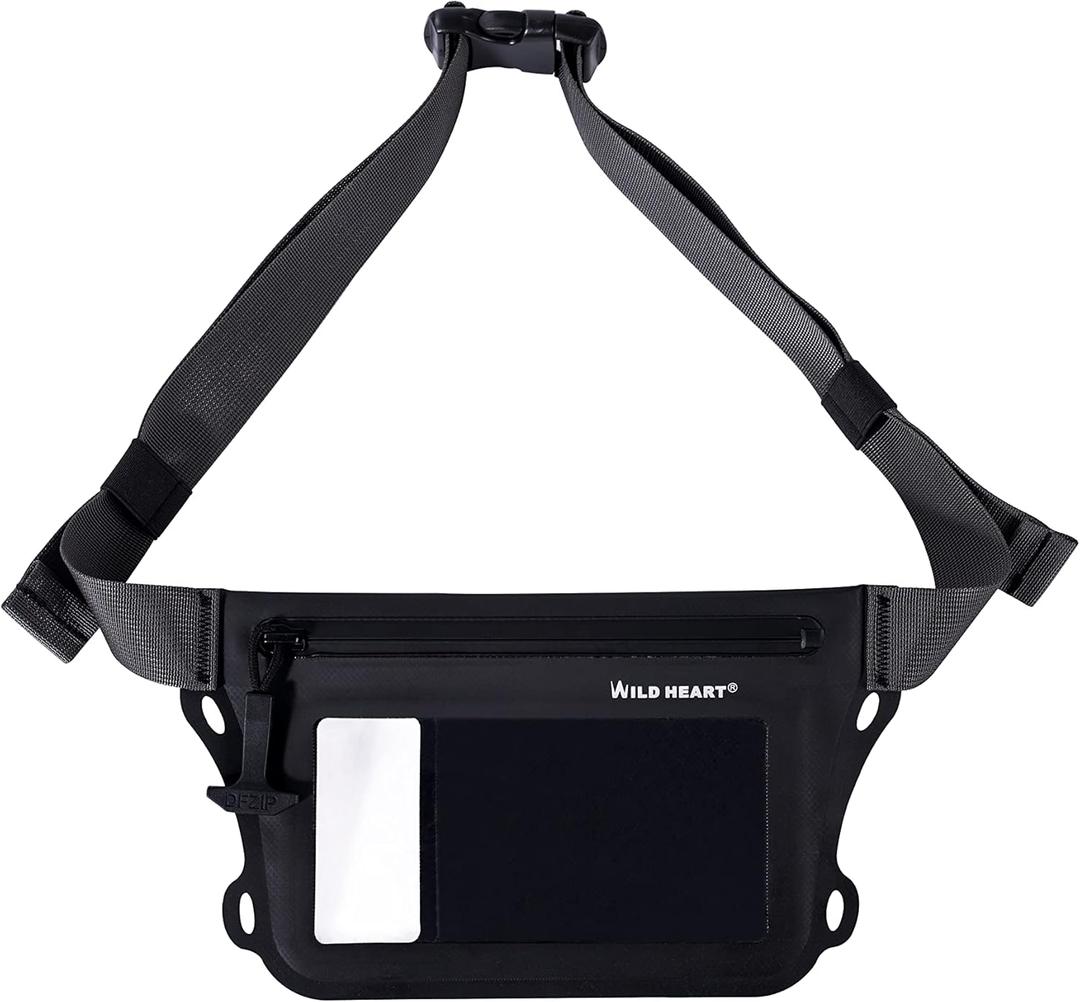 WILD HEART Waterproof Waist Bag IPX8 with Adjustable Waist belt Screen Touchable Dry Bag Double Inner Pocket for Swimming Diving Floating Rafting Boating (black) WILD HEART Waterproof Waist Bag IPX8 with Adjustable Waist belt Screen Touchable Dry Bag Double Inner Pocket for Swimming Diving Floating Rafting Boating (black)