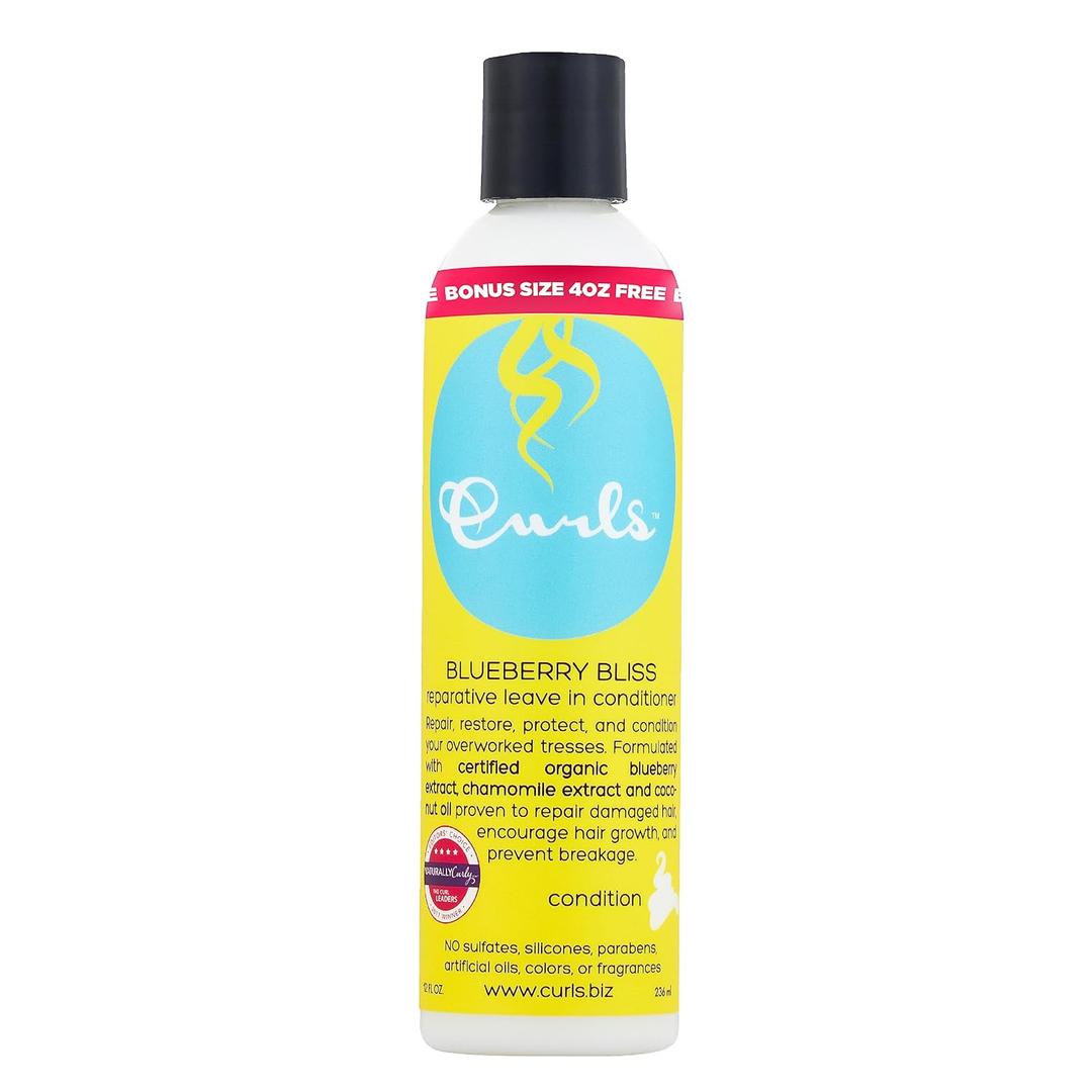 Curls Blueberry Bliss Reparative Leave In Conditioner - Repair Damage and Prevent Breakage - Encourage Hair Growth - For Wavy, Curly, and Coily Hair Types 12 oz