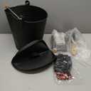 3.5 Gallon Ash Bucket with Lid and Shovel, Metal Fireplace Ash Bucket with Broom, Complete Fireplace Tools Set for Wood Stove and Fireplace