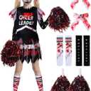 Dead Cheerleader Costume for Girls, Scary Bloody Kids Halloween Costumes for Halloween Dress Up Parties (Medium(8-10), Red)