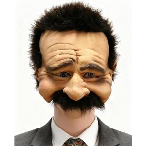 Novelty Cheerful Grin Grandpa Half Head Latex Mask, Pack Of 2