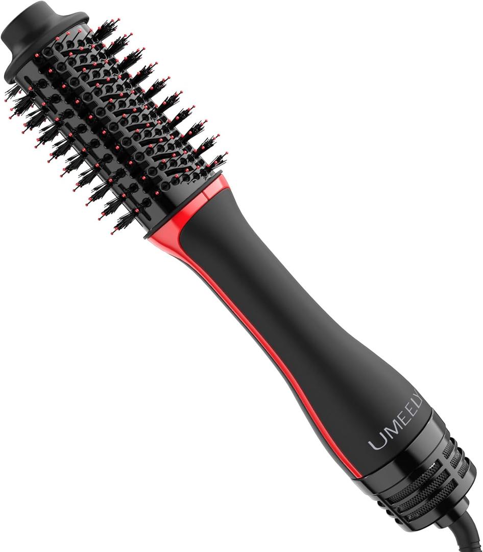 Umeely Plus 2.0 Hair Dryer Brush Blow Dryer Brush in One, 2'' Oval Brush Head Hot Air Brush Styler & Volumizer with Ionic Technology, NTC Smart Temp Control for Smooth, Frizz-Free, Shiny Hair (Red/Black)