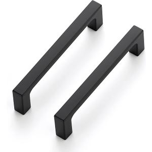 Ravinte 10 Pack 4 inch Hole Centers Matte Black Cabinet Pulls Solid Drawer Pulls Kitchen Cabinet Hardware Kitchen Flat Black Square Bar Drawer Handles