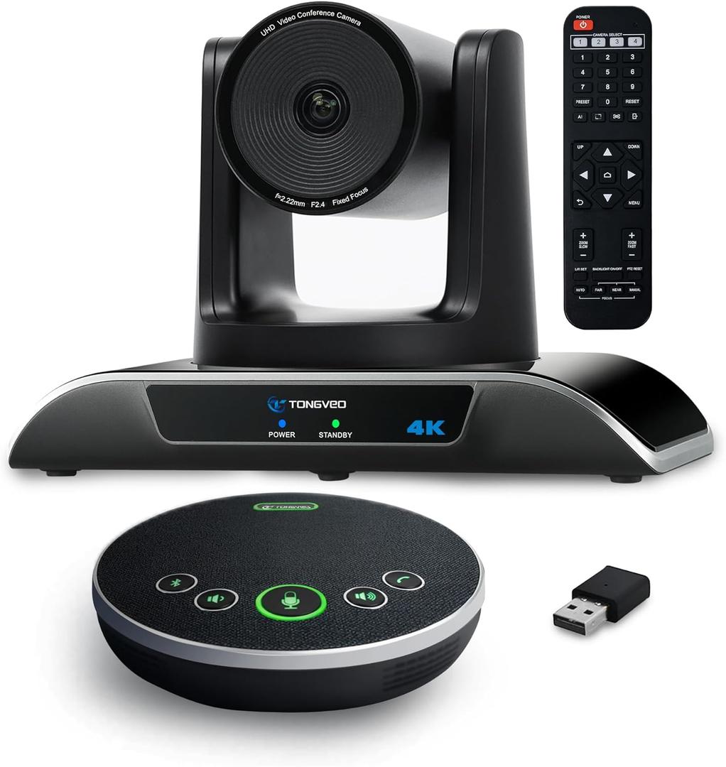 4K Conference Room Camera System, AI Auto-Tracking PTZ Camera 5X Digital Zoom with Speakerphone Set 120 Wide-Angle USB3.0 for Zoom Skype Teams OBS and More