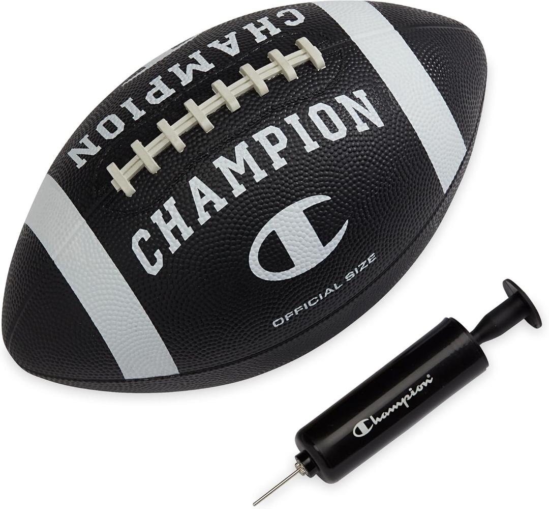 Champion Blitz Football, All-Weather Football, Enhanced Grip, Durable Rubber Cover and Molded Laces, for Outdoor Sports & Training, Includes 6 Ball Pump