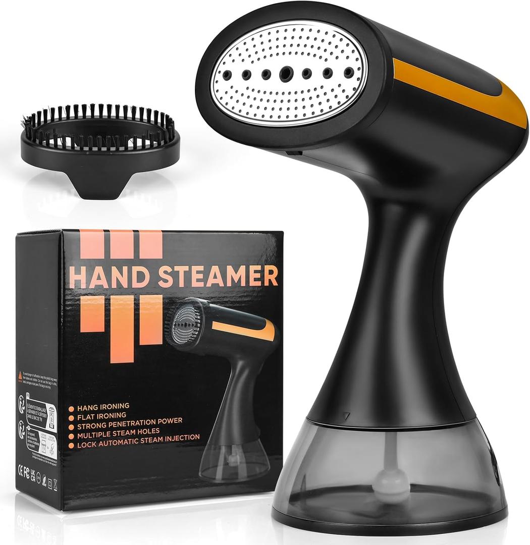 Steamer for Clothes, 1500W 300ml Water Tank 25s Quick Heat Portable Hand Held Clothes Garment Steamer for Home Travel (Black)