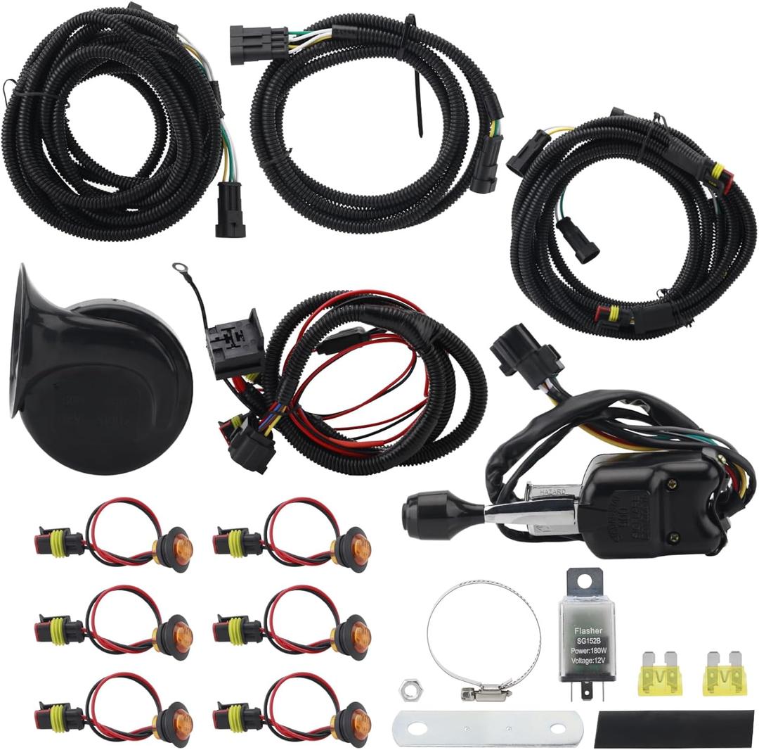 LKV UTV Turn Signal Kit with Horn - Plug and Play, ATV Street Legal with Column Turn Switch and Hazard, Amber LED Blinker Kit Compatible with Polaris Ranger RZR, Can-AmX3, Kawasaki, CFMOTO, Arctic Cat