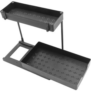 Double Layer Spice Rack Organizer for Kitchen Sink under Sink Storage Rack Black Material Organizer Pull Out Shelf