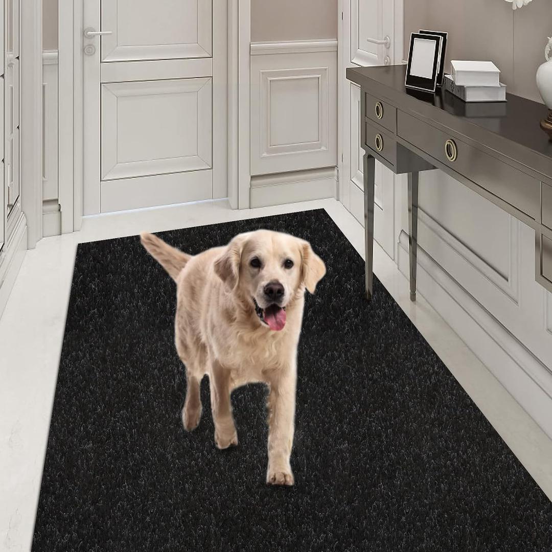 Runner Rug 2FT x 10FT, AYOHA 2'-82' Utility Carpet Runner for Entryway Hallway Aisles Balcony Garages, Area Rugs with Non-Slip Rubber Backing, Black