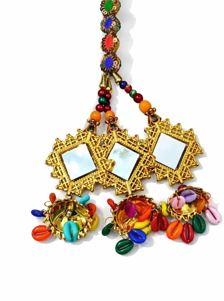 Punjabi Paranda Hair Accessory, Multicolor Braided Tassel with Mirror Work and Gold Accents, Hair Extension for Women