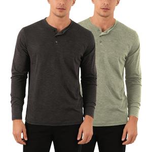 Men's Henley Long Sleeve Shirt Casual T-Shirts Lightweight Pullover Tee Classic Button Down Tops for Work Leisure (XL)