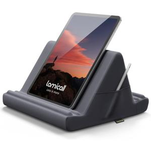 Lamicall Tablet Pillow Holder, Pillow Soft Pad - Tablet Stand Dock for Lap, Bed and Desk with Pocket & 4 Viewing Angles, for iPad Pro 11, 10.5, 12.9, Air Mini, Kindle, 4-13" Devices, Gray