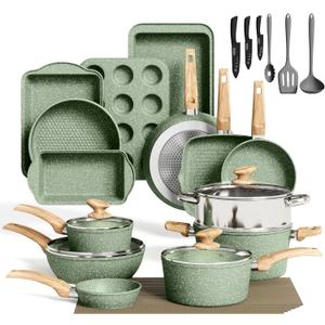 Pots and Pans Set, 30 Piece Kitchen Cookware & Bakeware Set