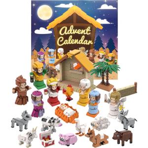 Nativity Advent Calendar 2025 Build Blocks Jesus Christmas Advent Scene Gifts Individual Packaging