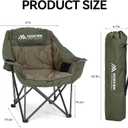 Huskfirm Oversized Camping Chair Padded Camping Chairs Heavy-Duty Foldable Camping Chairs with Cup Holder and Cooler Bag Portable Lawn Chair for Sports Outdoors-Support 450LBS, Green