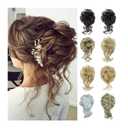 messy bun hair piece Synthetic Hair Bun Curly Chignon Messy Wave Curly Hairpieces Ponytail Extensions Elastic Band Scrunchy Hair Extensions False Hair Pieces for Women bun hair pieces for women ( Colo (30)