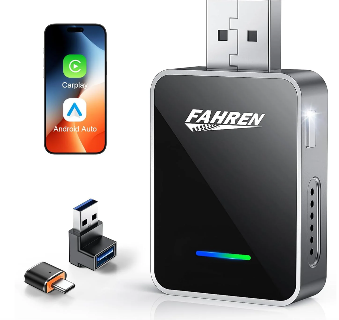 Fahren 2-in-1 Wireless CarPlay Adapter, Plug & Play, One-Click User Switching
