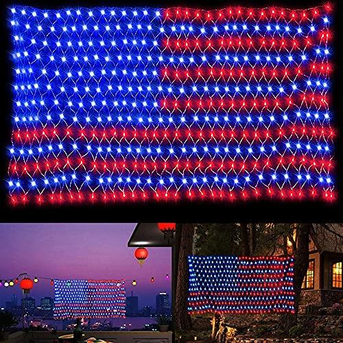 MINIAO American Flag Lights, 420 Super Bright Lighted American Flag Net Light Waterproof US Flags String Light for Independence Day July 4th, Home,Yard, Garden Patio Yard Holiday Decoration,  6.6FT*3.3FT 420 LED 110V Plug In