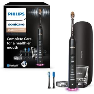 Philips Sonicare DiamondClean Smart 9500 Electric Toothbrush, Sonic Toothbrush with App, Pressure Sensor, Brush Head Detection, 5 Brushing Modes and 3 Intensity Levels, Black, Model HX9923/11