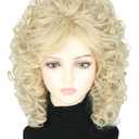 Women's Wigs 70s 80s Singer Wigs Short Curly Blonde Beehive Wigs for Women Halloween Costume Wigs