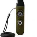 Multifunctional Survival Emergency Whistle for Kids with Compass Hiking Survival, Thermometer & Neck Lanyard | Emergency Safety Gear for Hiking, Camping, Kayaking, Boating, Climbing (Army Green)