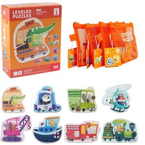 TOI Leveled Puzzles for Kids Aged 2 and Up, Toddler Puzzle Preschool Learning Jigsaw Puzzles, Large Pieces Educational Game for Boys Girls, Cognitive Story Step 1