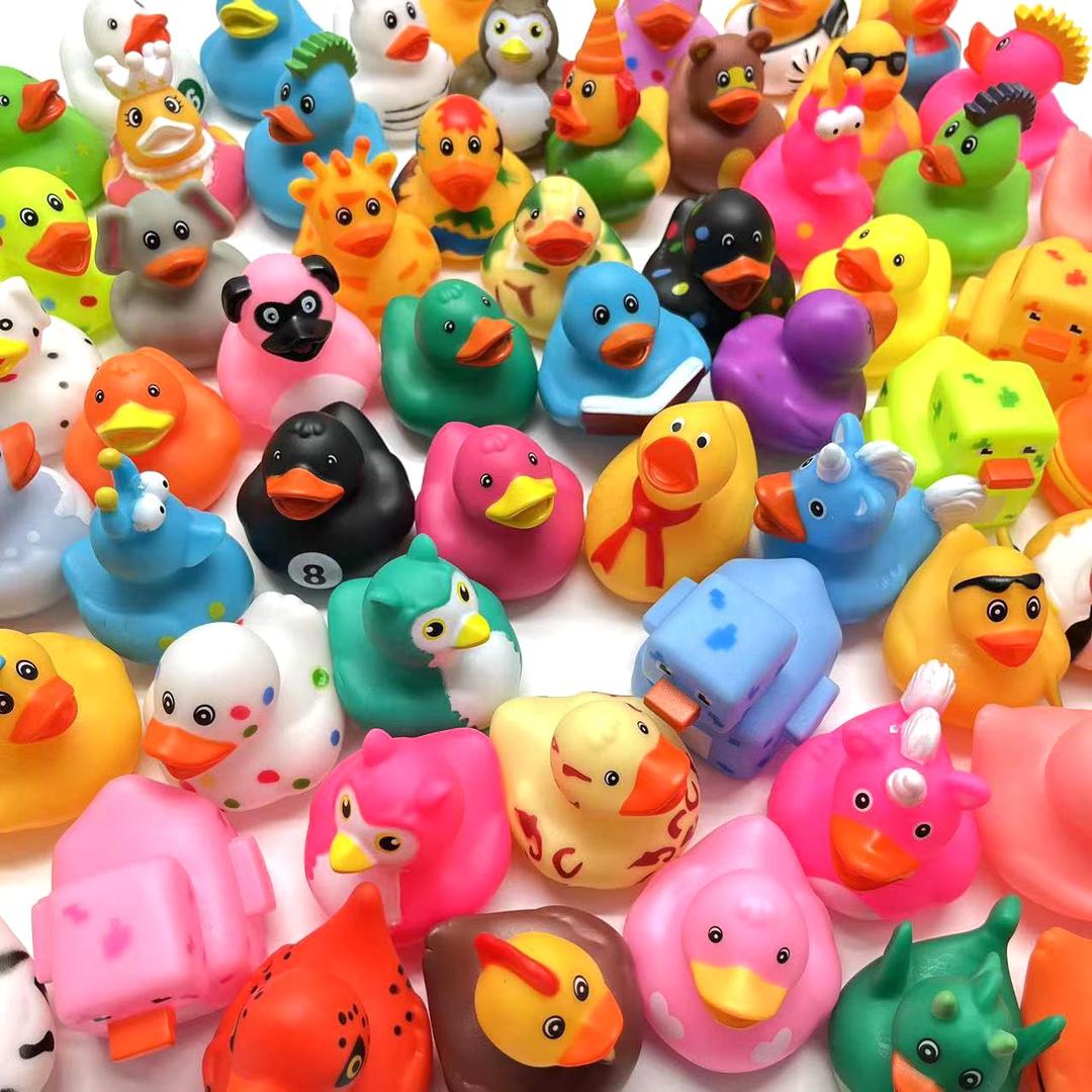 Liliiflora 60 Pack Rubber Ducks in Bulk, Random Assortment Mini Rubber Duckies, Bulk Party Favors for Kids, Bath Toys for Toddler, Suitable for Cruise Ship & Jeeps Ducking