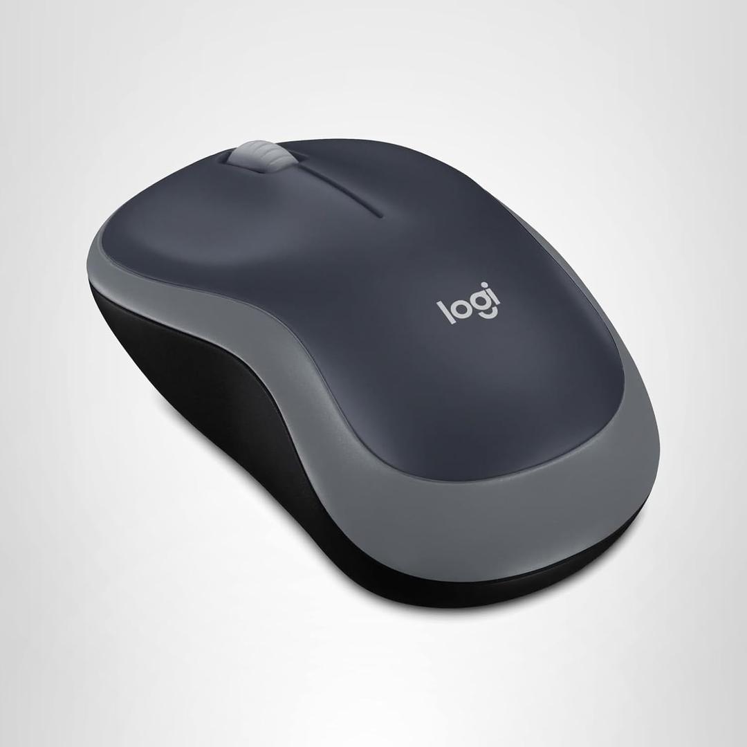 Logitech M185 Wireless Mouse, 2.4GHz with USB Mini Receiver, 12-Month Battery Life, 1000 DPI Optical Tracking, Ambidextrous, Compatible with PC, Mac, Laptop - Swift Grey