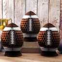 3Pcs Football Party Decorations Large Football Honeycomb Centerpieces 3D Ball Table Decor Sports Ball Paper Honeycomb Decorations for Tailgate Party Decoration(Dark Brown,9.8 Inch)