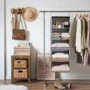 StorageWorks Hanging Closet Organizer, 5-Shelf Hanging Shelves with 2 Hooks, Foldable Space-Saving Design, Closet Organizers and Storage for Bedroom, Dorm, Locker, Gray, 12 12"D x 15" W x 48" H