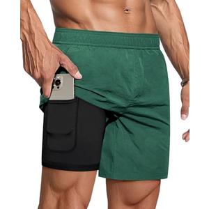 Milin Naco Mens Swim Trunks: 7 Inch 2 in 1 Compression Liner Quick Dry Water Resistant Breathable Stretchy Pockets Swimming M