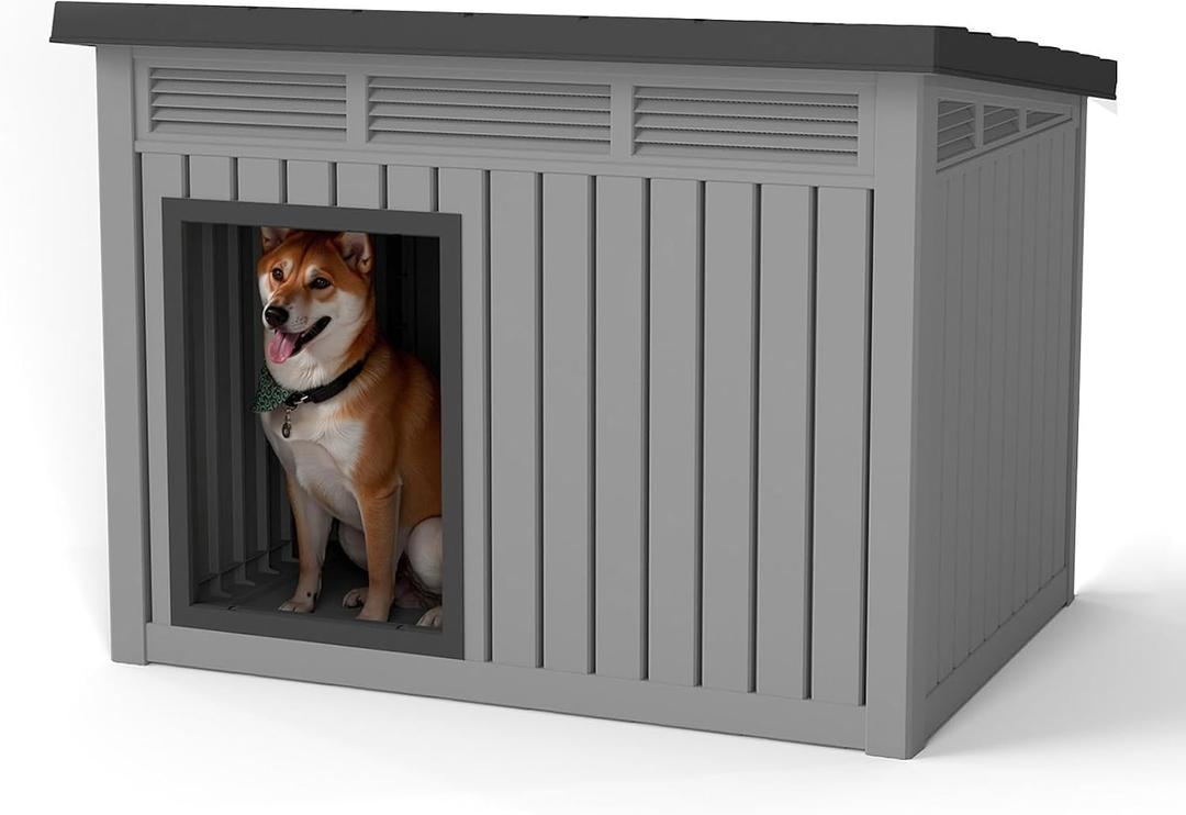 GALUBUBU IP68 Large Dog House with Removable Roof & Elevated Ventilated Floor, Product Dimensions 32.2"D x 24.1"W x 25.1"H