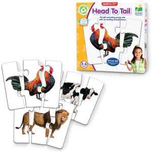 The Learning Journey: Match It! Head to Tail - 20 Self-Correcting Animal-Themed Puzzle Sets - Matching Puzzles for Children Ages 3-6 Years (40 Pieces)