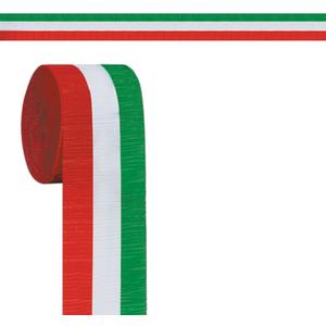 Beistle FR Red, White & Green Crepe Streamer, 2.5 inches by 30 feet