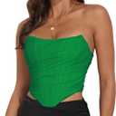 Women's Vintage Strapless Open Back Boned Mesh Bustier Zip Back Corset Bodyshaper Crop Top (0-2)