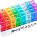 Monthly Pill Organizer 2 Times a Day, one Month Pill Box AM PM, 30 Day Pill Case Small Compartments to Hold Vitamin and Travel Medicine Organizer, 31 Day Pill Organizer, 4 Week Pill Cases