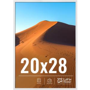 LaVie Home 20x28 Picture Frame for Wall Display, 20x28 White Picture Frame with HD Plexiglas, 20 x 28 Poster Frame 1 Pack, Display Frame for Vertical or Horizontal, Classic Collection