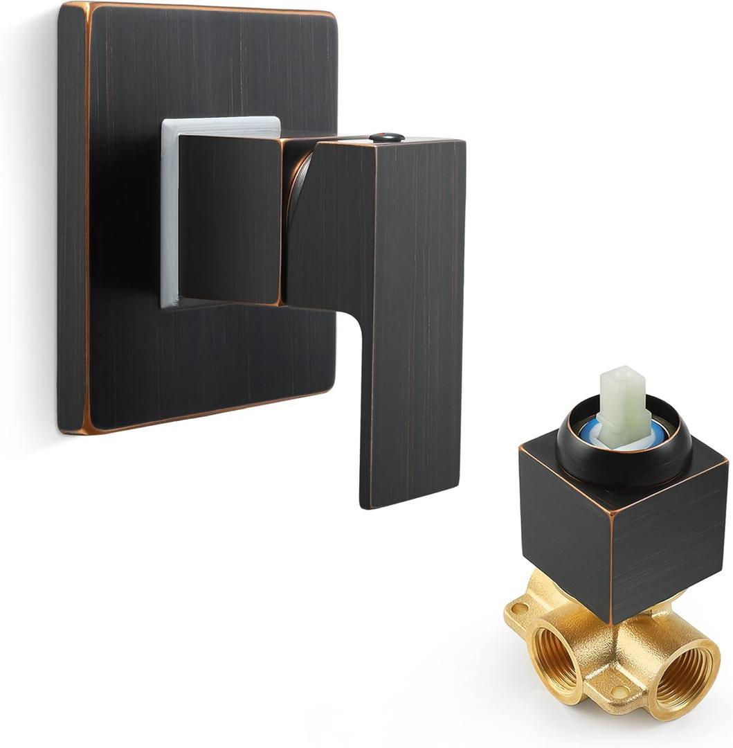 SKOWLL Single Function Shower Handle Valve Trim Kit, Wall Mount Tub Control Valves, Rough-In Single Handle Oil Rubbed Bronze Shower Valve