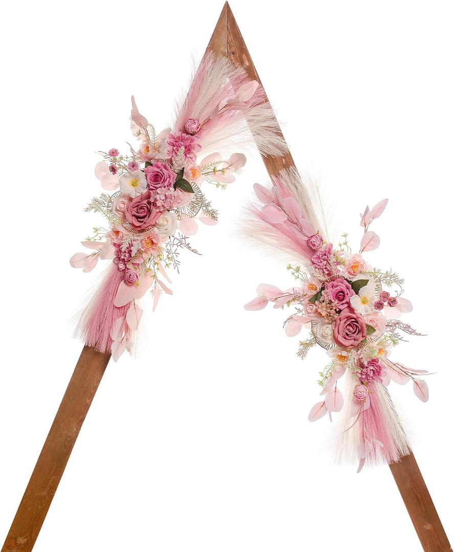 Wedding Arch Flowers, Artificial Flowers for Decoration, Large Flower Swag for Boho Styles Wedding Ceremony Floral Decor - Pack of 2 (Pink Pampas) Wedding Arch Flowers, Artificial Flowers for Decoration, Large Flower Swag for Boho Styles Wedding Ceremony Floral Decor - Pack of 2 (Pink Pampas)