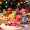 Christmas Slime Kit - 24 Pack Slime Party Favors for Kids, Xmas Stickers & Charms, Christmas Stocking Stuffers for Kids, Super Soft, Non-Sticky, DIY Surprise Slime for Girls & Boys