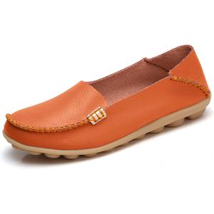 VenusCelia Women's Natural Comfort Walking Flat Loafer (5, Orange)