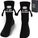 3 x Parma77 Gift for Boyfriend, I Love My Girlfriend Socks,Valentines day gifts for him, Magnetic Holding Hands Socks, Romantic Gifts for Anniversary, Valentines gifts, Birthday