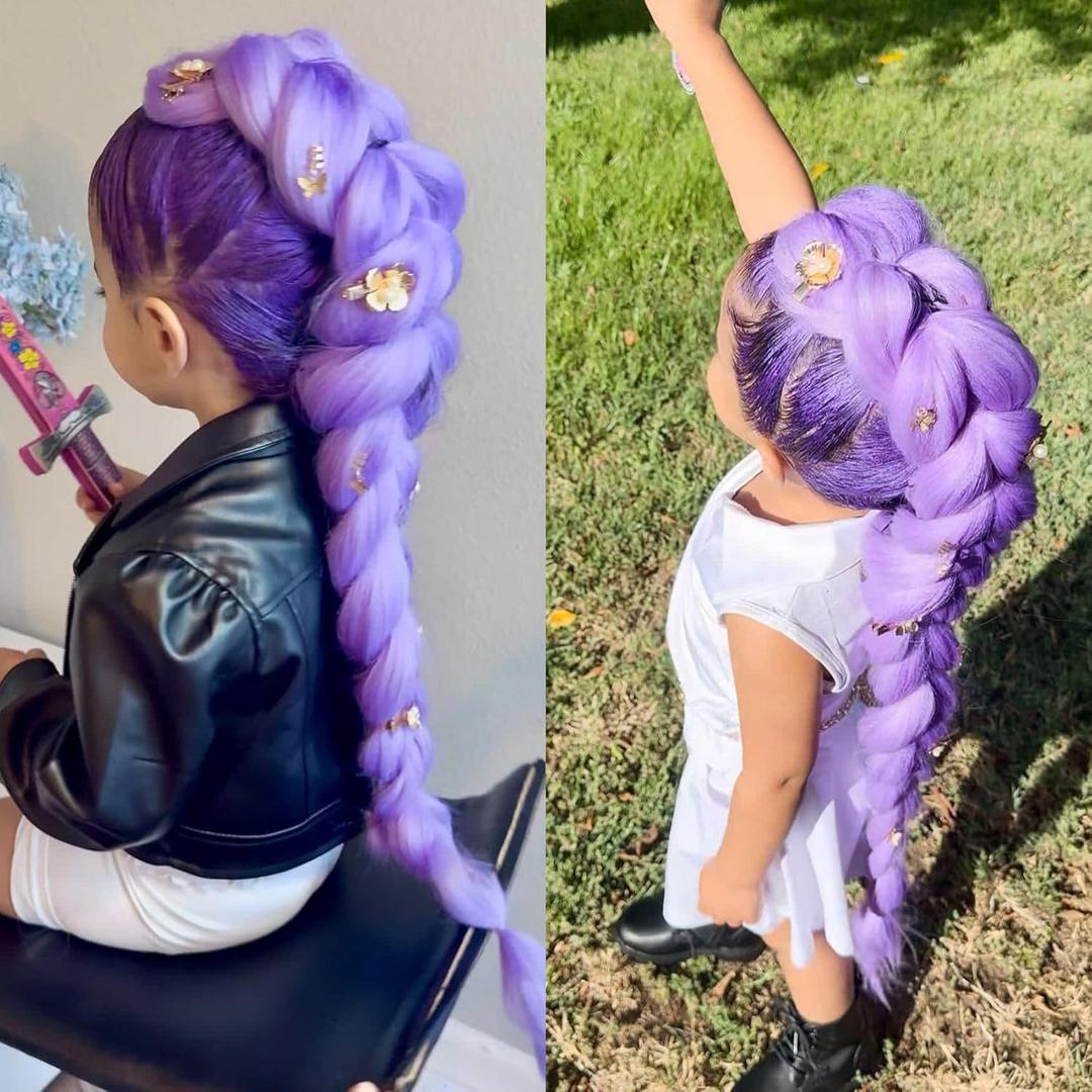 Lavender Purple Braiding Hair Pre stretched Yaki Ez Braid Braiding Hair Knotless Purple Braids 30inch (30 Inch(Packs of 6))