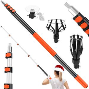 Light Bulb Changer for High Ceilings with Extension Pole 20FT,28FT Reach Light Bulb Extension Pole Changer with Baskets and Suction Cup for High Ceilings and Recessed Lights