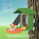 Smart AI Bird Feeder with Camera,2.5K HD Live View,Solar Powered,Instant Birds Species Recognition,Real Time Alerts,Wireless Birdhouse with Night Vision,Ideal Gift,Green