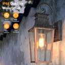 ALVIME Outdoor Wall Lights, Brushed Gold Finish Exterior Wall Lanterns, Metal Waterproof Porch Light Fixtures for House, Patio, Garage, E26 Base&High Strength Clear Glass, Small Wall-16.625 Inch
