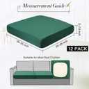 Newwiee 12 Pcs Patio Outdoor Cushion Covers Replacement Waterproof Stretch Sofa Couch Cushion Covers Washable Individual Couch Slipcovers Set Furniture Protector for Pets(20-27 Inch,Dark Green)